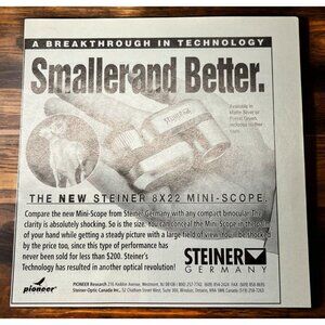 Steiner Germany Binoculars Vintage Print Ad 1990s 8x22 Mini-Scope Westmont NJ